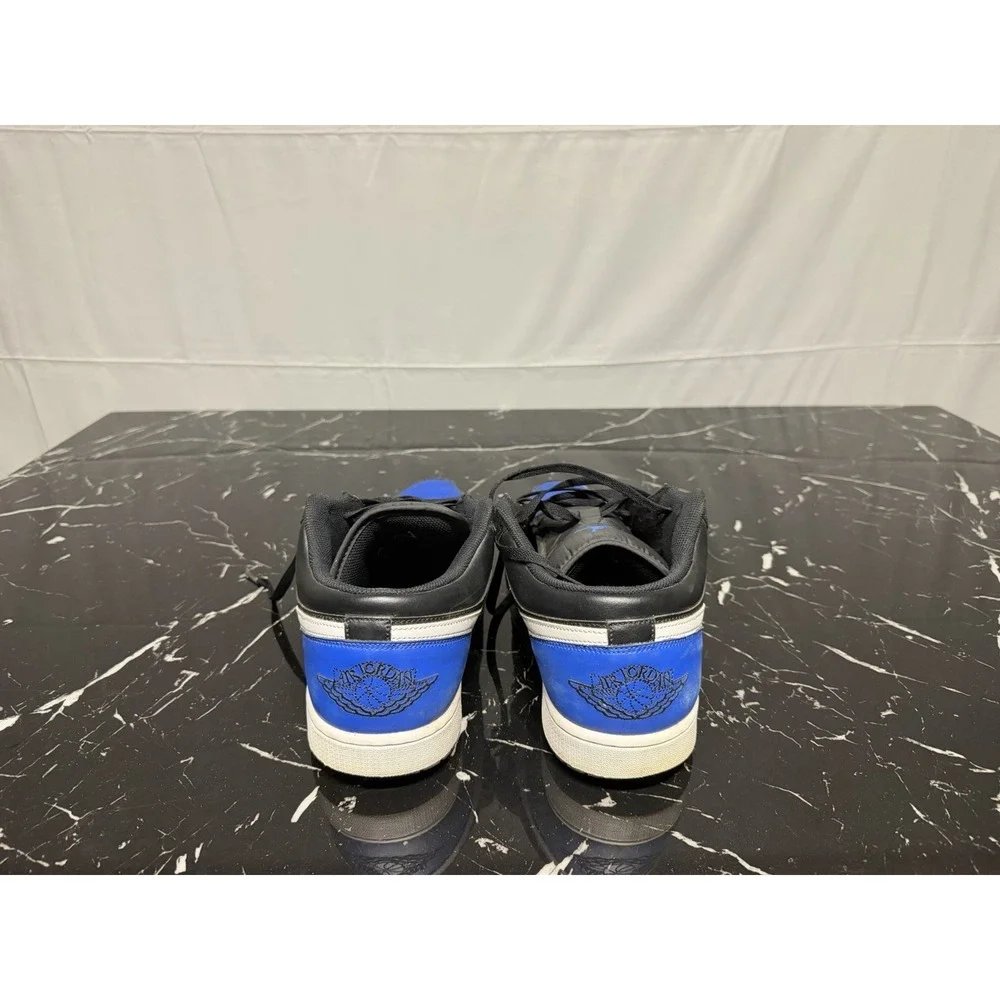 Nike Air Jordan Retro 1 Low Black, White, Royal Blue Toe Size 13 Mens Basketball